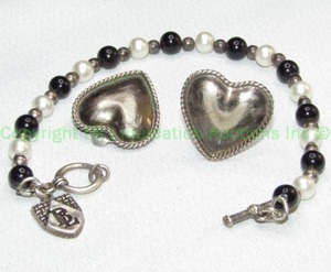 lot 301 image: .925 silver bracelet and vintage Sterling earrings