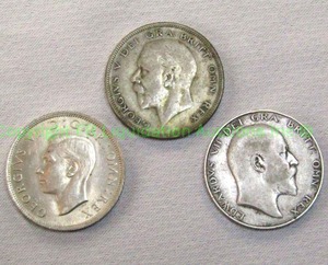 lot 174 image: Silver British Crowns 1910, 1931, 1942