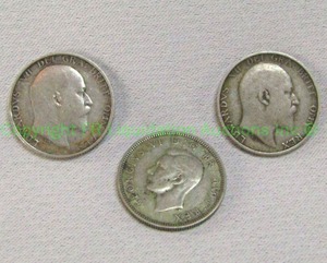 lot 125 image: Silver British Shillings 1906, 1908, 1939