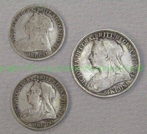 lot 61 image: Silver Great Britain 1896 one shilling (2 total) and 1898 one Florin