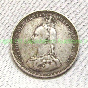 lot 176 image: Silver 1887 Great Britain Shilling (Small bust)