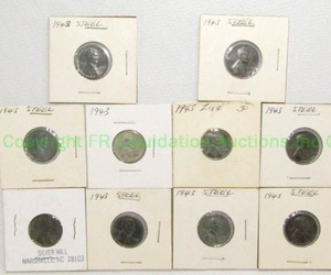 lot 311 image: WW2 steel wheat pennies