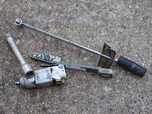 lot 42 image: Vintage Torque Wrench, Balon Handle, Large socket extension, pro grade air impact driver