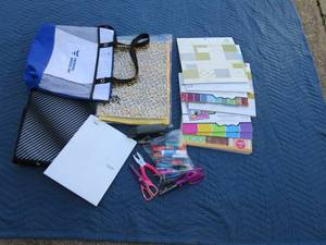 lot 72 image: Crafting supplies &amp 3 ring binder
