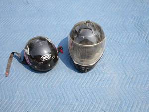 lot 137 image: Built motorcycle helmet and Hawk Modular helmet, both size M