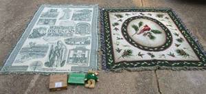 lot 148 image: Vintage handmade decorative blankets, TY bear, celtic nativity scene, Jim Shore xmas ornament