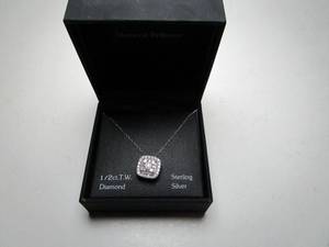 lot 157 image: 925 sterling silver necklace, box states 12 cttw Diamond, new in box, retailer tag still present