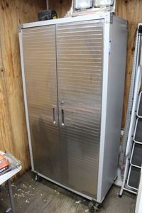 lot 2 image: Rolling Metal Storage Cabinet with Chrome Locking Doors matches lots in the 200s