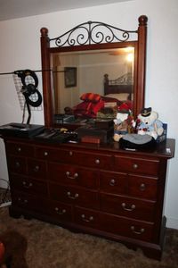 lot 93 image: JC Penney Home Collection Mirror and Dresser, Top Felt Drawers and Cedar Bottom Drawers (CONTENTS NOT INCLUDED)