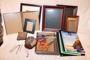 lot 180 image: Picture Frames, Coaster Sets, Scissors, 2019 Road Atlas and Folders