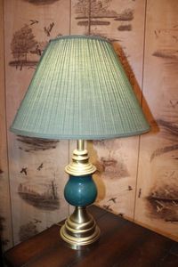 lot 161 image: Green and Brass Colored Table Lamp