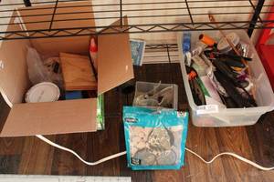 lot 12 image: Misc. Tools, Skil iXO  Cordless Screwdriver, Painting Supplies and Hardware