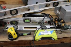 lot 254 image: Level Assortment Includes Stanley Fatmax Lighted Level and Rechargable Flashlight