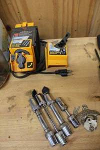 lot 225 image: Plasplugs Steel Drill Sharpener, Plasplugs Chisel & Plane Sharpener, Hitch Pin Locks No Keys