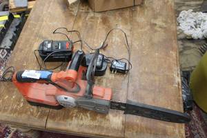 lot 267 image: Black & Decker Cordless Chainsaw with Chargers