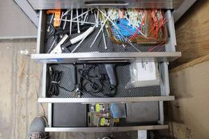 lot 232 image: 3 Drawers of Tools Zip Ties, Hot Glue Gun Sets, Tungsten Tap & Die Set