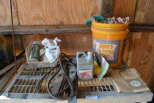 lot 326 image: Mower Blades, Belts, TractorLawnmower Oil, Funnels and Rags