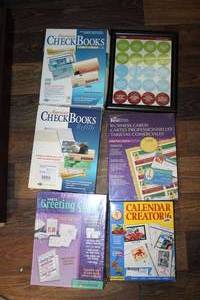 lot 359 image: Office Lot Software Programs American Checkbooks, Checkbooks Refills, Business Card Maker, Calendar Creator, Greeting Cards