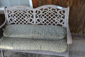 lot 361 image: Patio Bench Cast Aluminum with Cushion