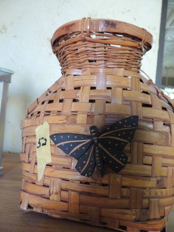 lot 52 image: wicker basket vase...