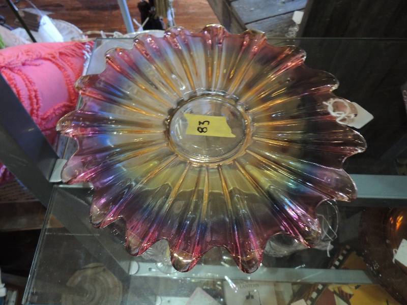 lot 83 image: Purple Carnival Glass Platter Starburst  12...
