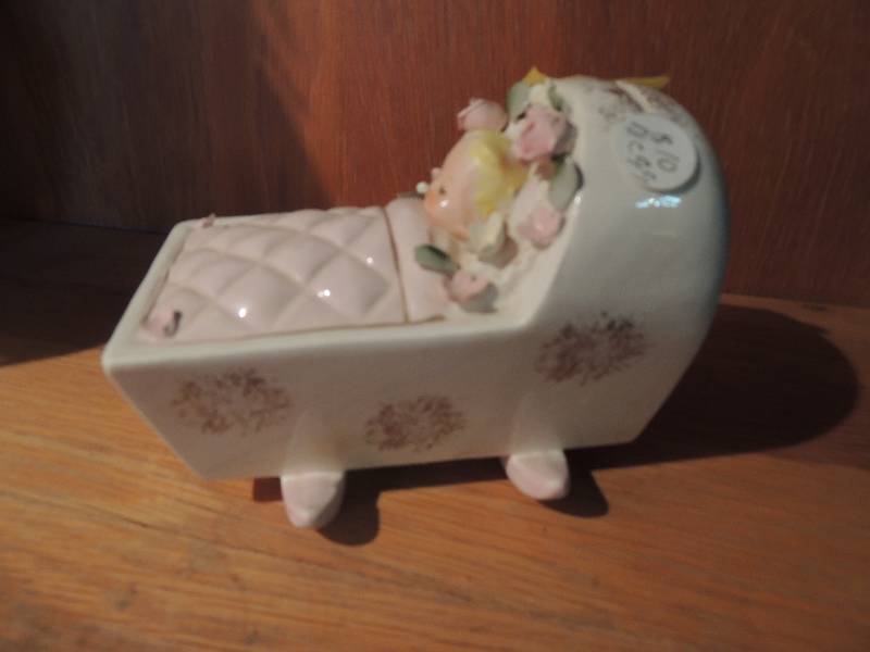lot 132 image: Leftons Penny Bank - Infant in Cradle -  6in...