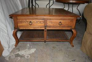 lot 16 image: 2-Tiered Side Table with Metal Accents and Square Top