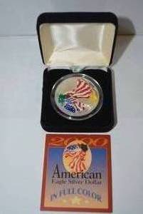 lot 20 image: Colorized Silver American Eagle Coin 2000