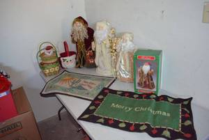 lot 93 image: Santa Figurines, Baskets, Tree Toppers and Rugs