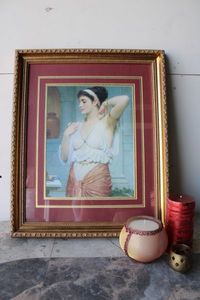 lot 35 image: Grecian Girl Print Framed and Matted with Candles