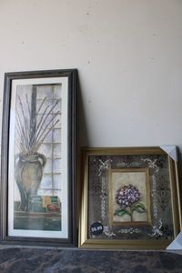 lot 37 image: Unopened Lilac and Hydrangea Flower Wall Art and Signed Printing of Vase