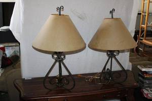 lot 68 image: Two Curved Iron Table Lamps