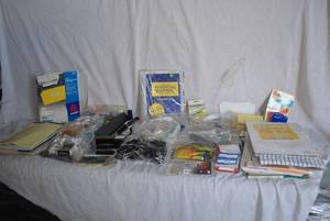 lot 107 image: Office Lot Hole Punch, Clips, Pens, Address Labels and More