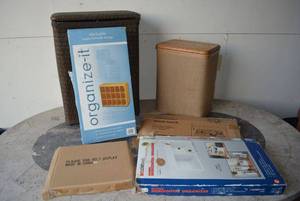 lot 118 image: Divided Horizontal Oragnizer, Underbed Shoe Rack, Hamper, 15 Pr. Shoe Organizer, Plaque Belt Display,