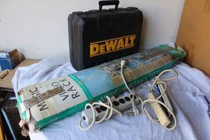 lot 200 image: Surge Protectors, Music & Video Floor Rack, Empty DeWalt Tool Case