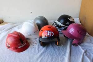 lot 207 image: Sports Helmets and Hard Hats, see pictures