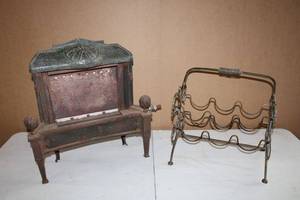 lot 214 image: Vintage Gas Heater and Wire Wine Rack