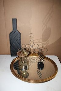 lot 222 image: Vintage Oval Mirror, Metal Carousel Music Box and More