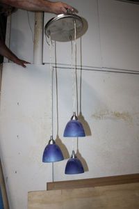 lot 230 image: 3 Globe Hanging Light Candleabra