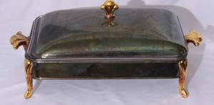 lot 159 image: Large Silver Chafing Dish includes glass casserole dish
