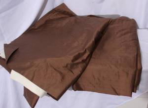 lot 167 image: Dupioni Silk Drapes  Neiman Marcus Blackout  Chocolate Brown  1 PAIR  Approx 96 inches