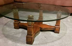 lot 75 image: Vintage 1970s Spanish Style Coffee Table.  Glass is almost an inch think