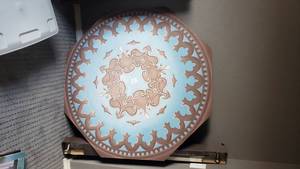 lot 185 image: Hand Painted Medallion  Was meant to go on the ceiling with a light hanging out.  Stager Supplies