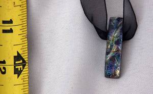 lot 312 image: Dichroic Glass Pendant w Ribbon Necklace and Sterling Silver Clasp