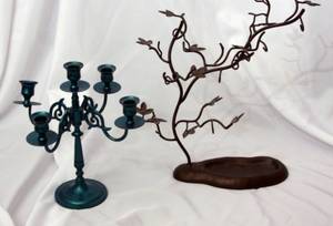 lot 342 image: Candalabra & Jewelry Holder Tree  All Metal
