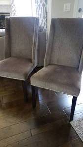 lot 34 image: 2 Like New Chairs  Gray w Nail Head  40 tall STAGER Inventory