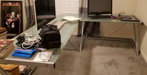 lot 380 image: Huge L Shaped Desk  Over 6.5  feet long