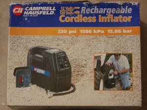lot 367 image: Rechargeable Cordless Inflator  Campbell Hausfeld  12 VOLT