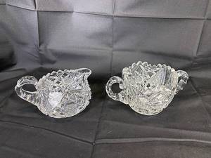 lot 13 image: American Brilliant Cut Crystal Creamer and Sugar Bowl