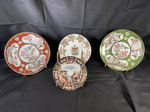 lot 26 image: Demitasse Saucer Royal Crowl Derby 1935, 1982 Arnart Decorative Plate Oriental Garden Lotus Flower Birds, Royal Windson Plate, 1982 Arnart Decorative Plate Oriental Garden Lotus Flowers Birds